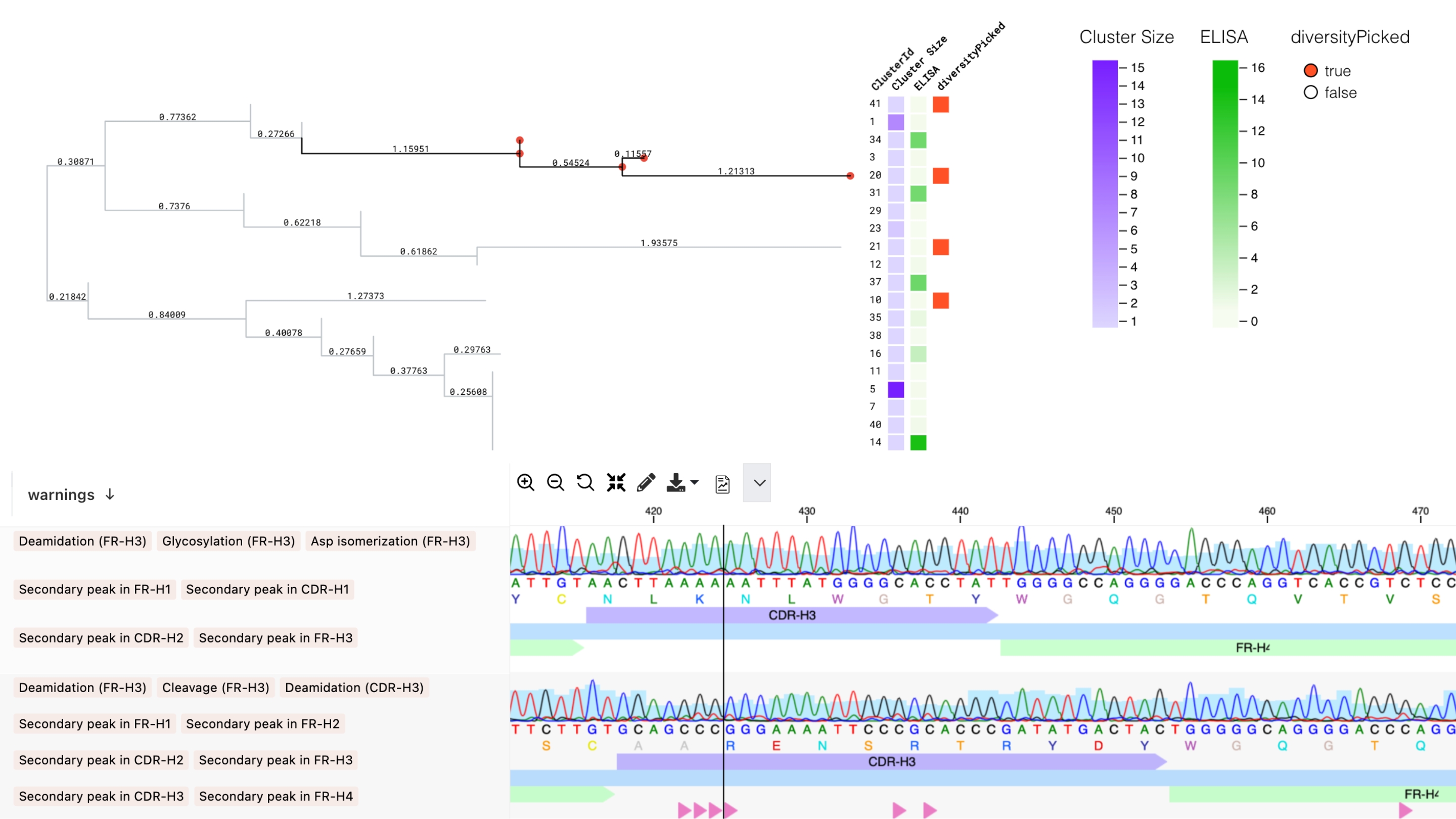 Sanger sequence analysis of antibodies